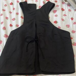 Black Sleeveless Vest with Tie Closure